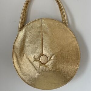 Vintage Metallic Round Twin Handle Shoulder Bag